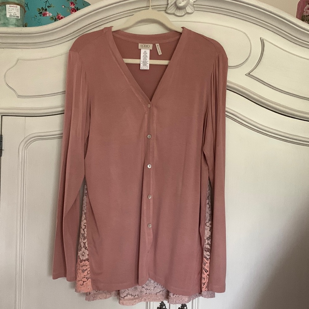 LOGO lace backed cardigan